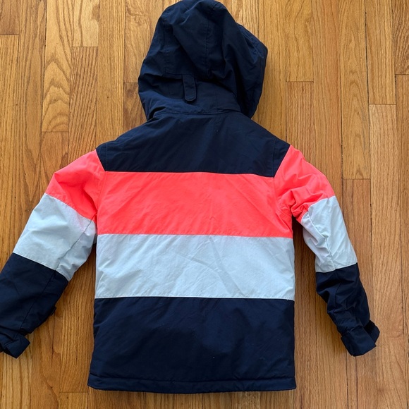Burton sz 6/7 Kids Tri-Tone Puffer Jacket - Navy, Coral, and White great cond - Picture 4 of 5